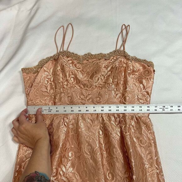 Vintage Handmade Unique Peach Lace Spaghetti Strap Dress - Picture 5 of 9